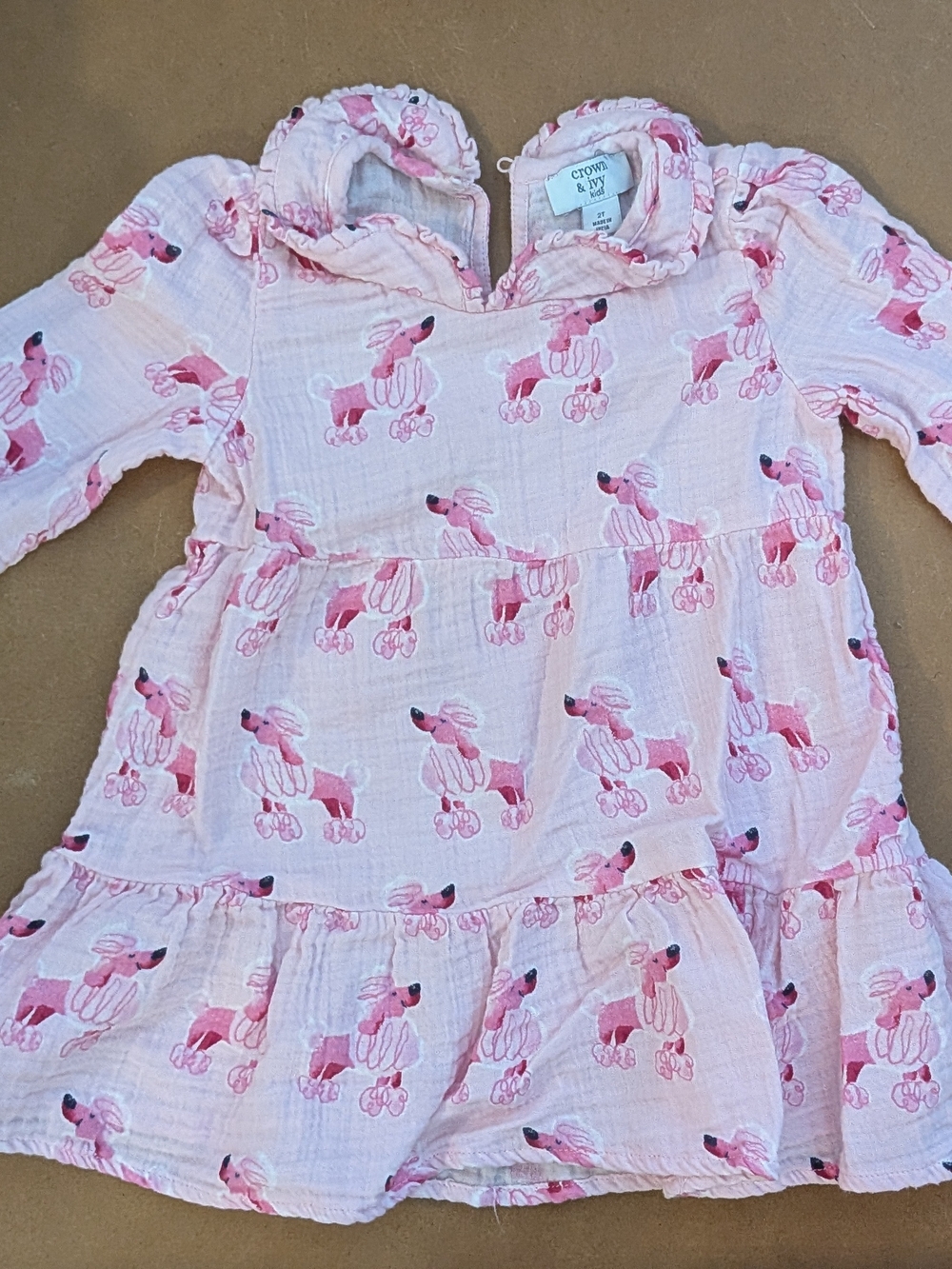 crown & ivy Pink Poodle Print Tiered Girls' Dress